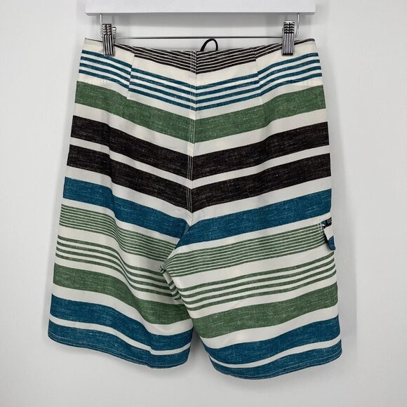 Ezekiel Mens Board Shorts Swim Trunks Size 28 Pocket Striped Blue Green White - Picture 2 of 12